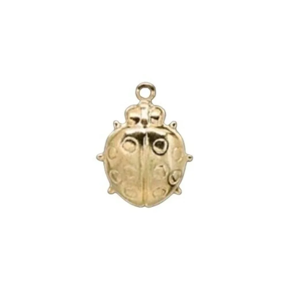 Gold 14K Plated 19mm Ladybug Charms Drops Beads Findings Stampings 10 pcs